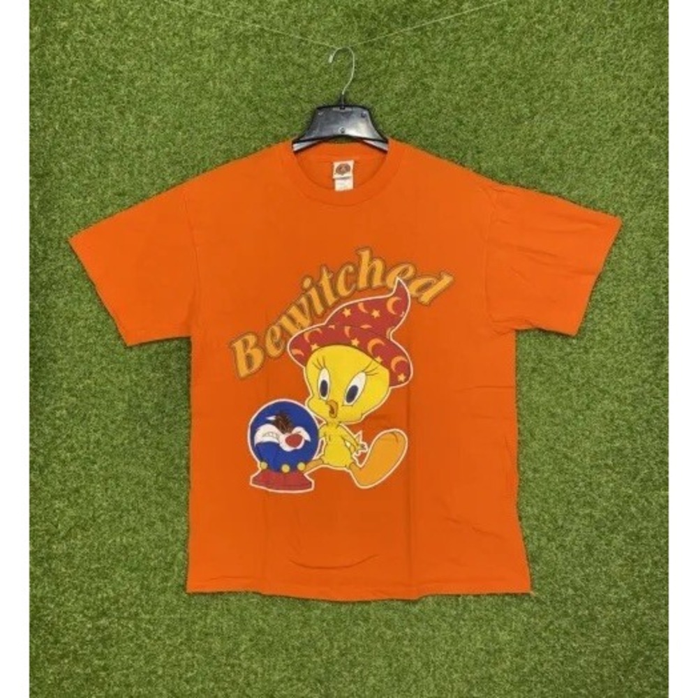 Vintage Looney Tunes Shirt Mens Large Halloween Tweety & Slyvester Bewitched